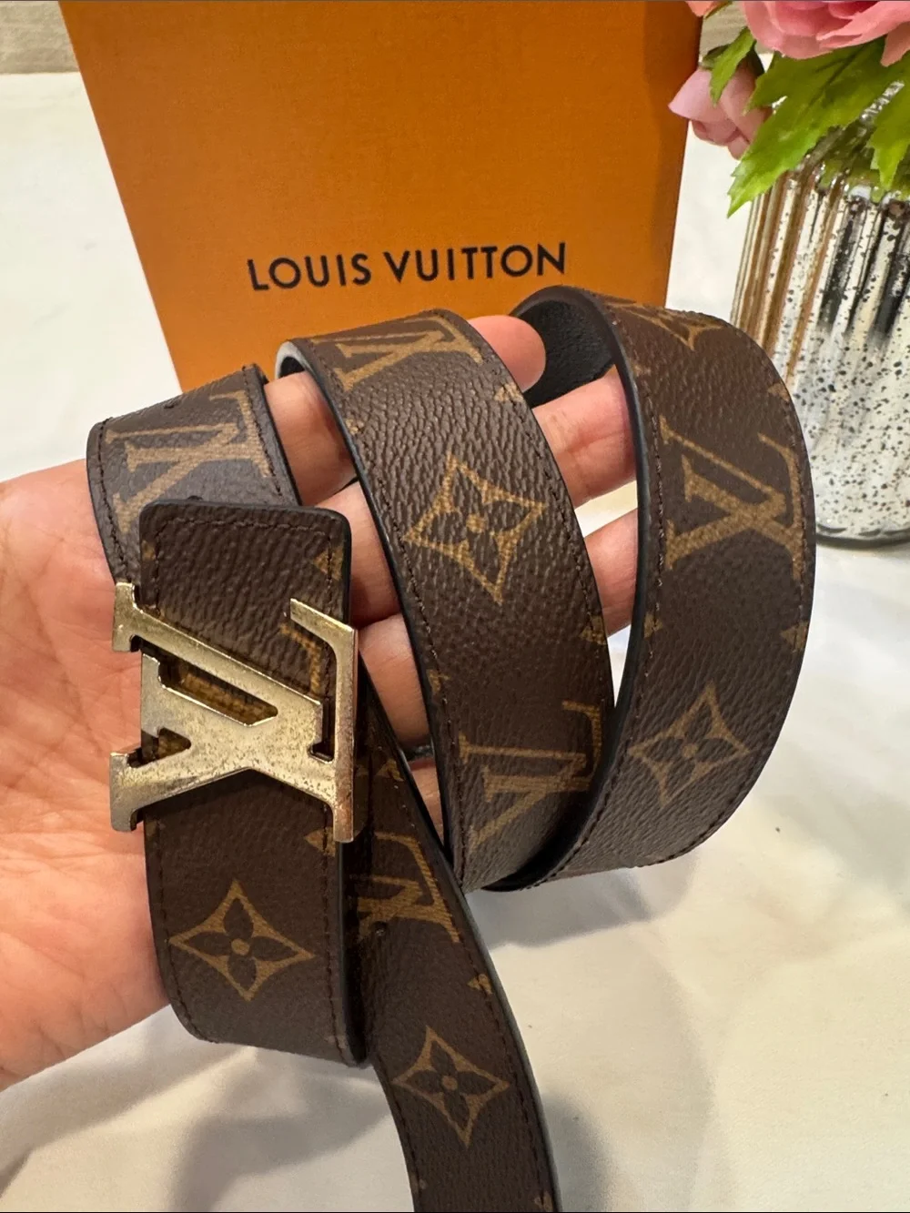 Louis Vuitton Brown Monogram LV Buckle Belt